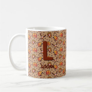 Change Initial Add Name  H I J K L M N   Baseball Coffee Mug