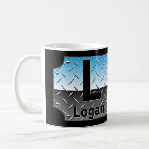Change Initial Add Name H I J K L M N Blue Chrome, Coffee Mug