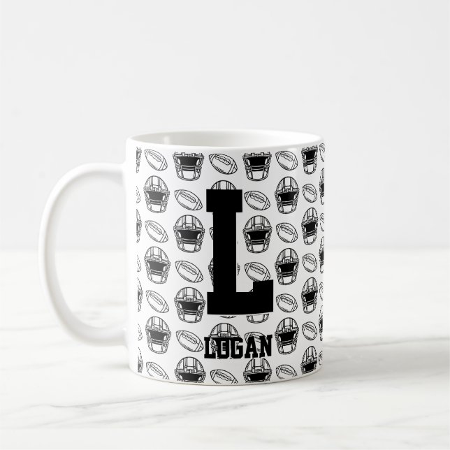 Change Initial Add Name H I J K L M N  Football Coffee Mug (Left)