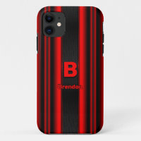 Change Initial Add Name Metallic Red Black Stripes