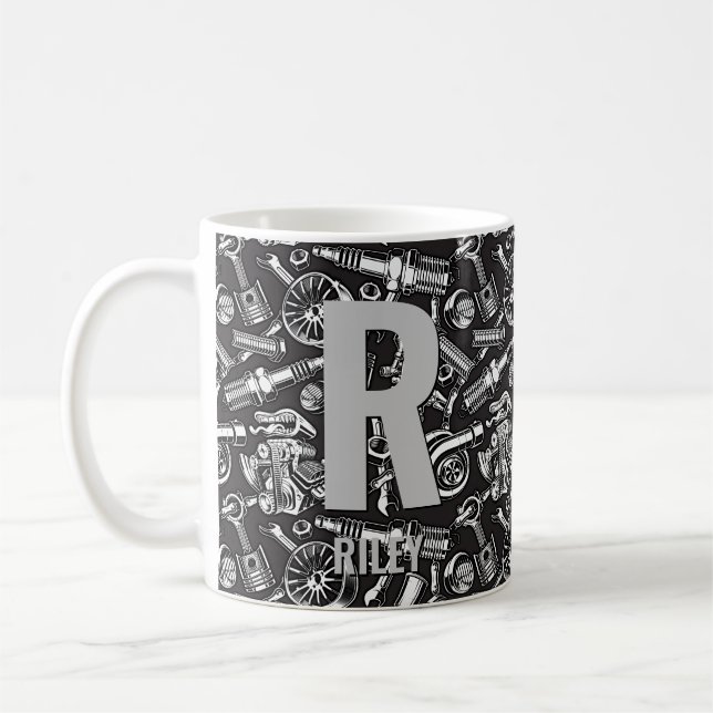 Change Initial Add Name O P Q R S T   Car Parts Coffee Mug (Left)