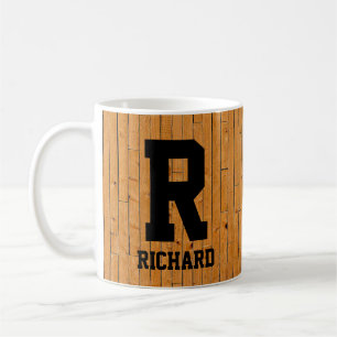 Change Initial Add Name O P Q R S T    Wood Panel Coffee Mug
