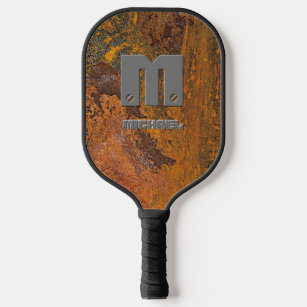 Change Initial, Add Name on Rusty Brown Metal  Pickleball Paddle
