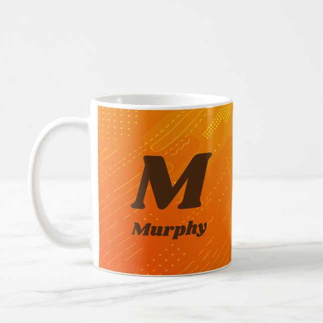 Change Initial Add Name Orange Yellow L M N O P Coffee Mug (Left)