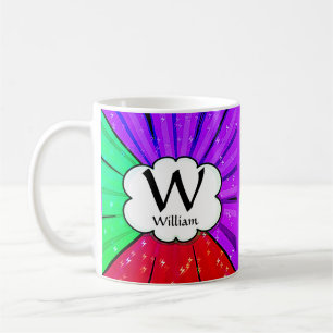 Change Initial Add Name, Pop Art Cloud - W X Y Z  Coffee Mug