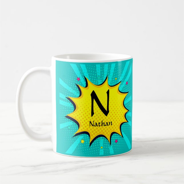Change Initial Add Name, Pop Art - M N O P Q Coffee Mug (Left)