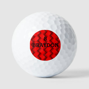 Change Initial Add Name Red Woven Metal Texture    Golf Balls