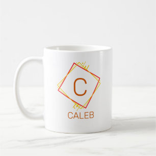 Change Initial Add Name Red Yellow Squares A B C D Coffee Mug