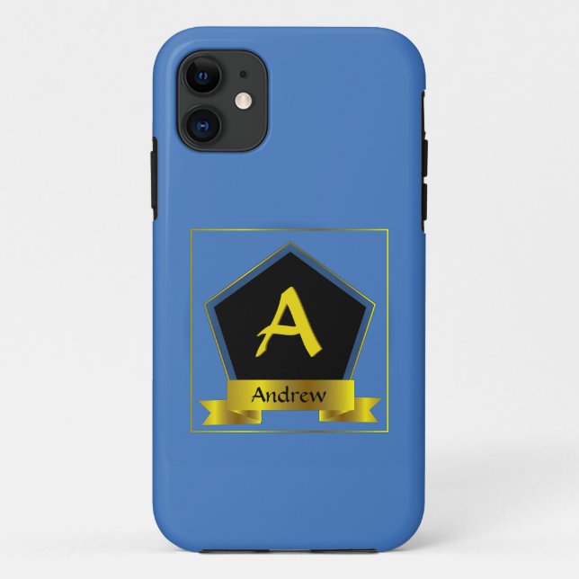 Change Initial Add Name, Shield Award Ribbon  Case-Mate iPhone Case (Back)