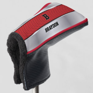 Change Initial Add Name Silver Grey Red Texture    Golf Head Cover