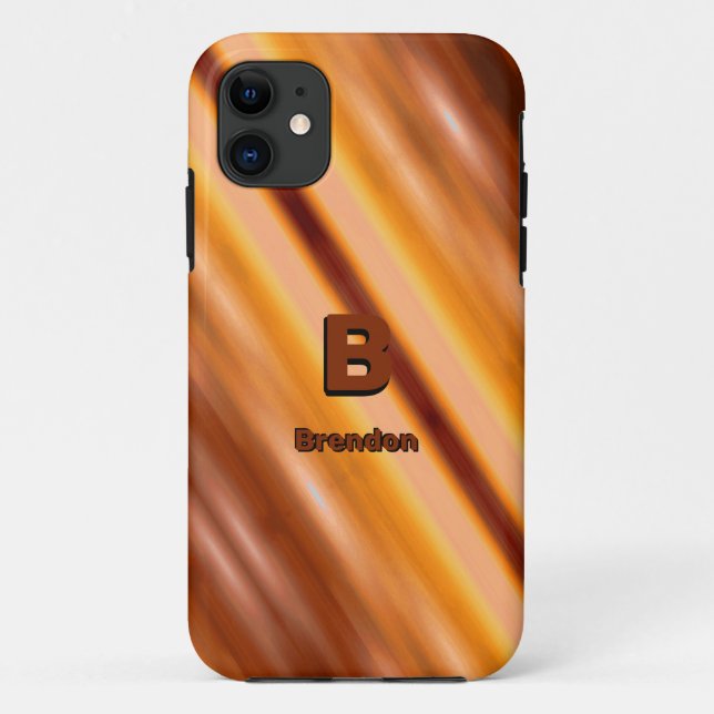 Change Initial Add Name Soft Brown Diagonal Stripe Case-Mate iPhone Case (Back)