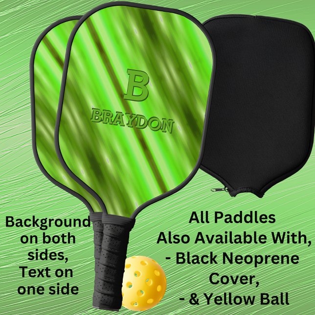 Change Initial Add Name Soft Green Olive  Stripe   Pickleball Paddle (Creator Uploaded)