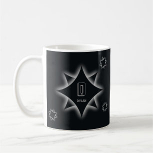 Change Initial Add Name, Star Shadow Glow  A B C D Coffee Mug
