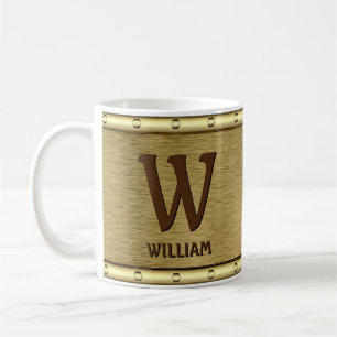 Change Initial Add Name U V W X Y Z Metal Brown    Coffee Mug