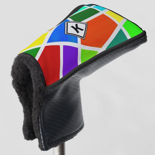 Change Initial, Geometric Art Colours Triangles    Golf Head Cover (3/4 Front)