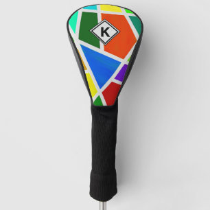 Change Initial, Geometric Art Colours Triangles    Golf Head Cover