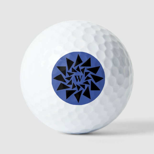 Change Initial, Geometric Triangles, Black Blue,   Golf Balls (Front)