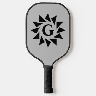 Change Initial, Geometric Triangles on Grey        Pickleball Paddle