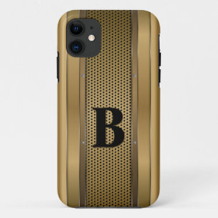 Change Initial, Gold Brown Tan Textured  iPhone 11 Case