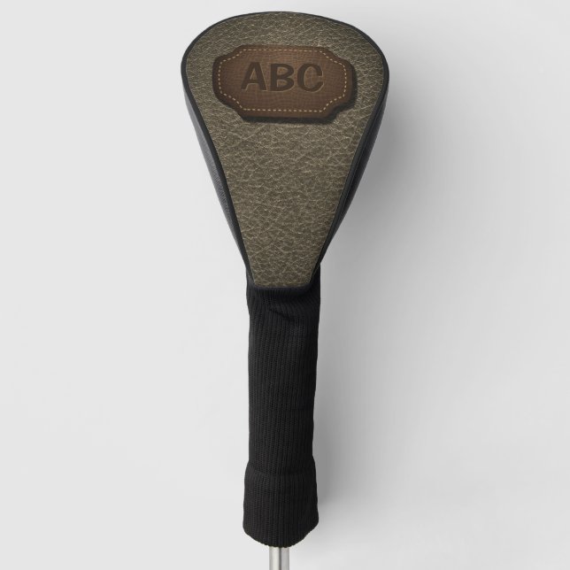 Change Initial, Leather Badge  Leather Look Brown  Golf Head Cover (Front)