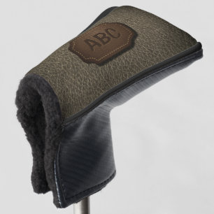 Change Initial, Leather Badge Leather Look Brown Golf Head Cover