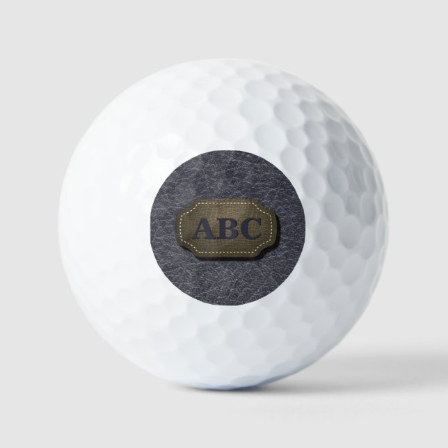 Change Initial, Leather Badge  Leather Look Grey   Golf Balls (Front)