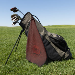 Change Initial, Leather Look Badge Dark Red        Golf Towel