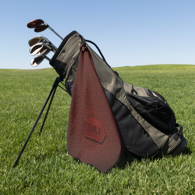 Change Initial, Leather Look Badge Dark Red        Golf Towel (Green)