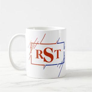 Change Initial Monogram Brown Blue Strokes Q R S T Coffee Mug