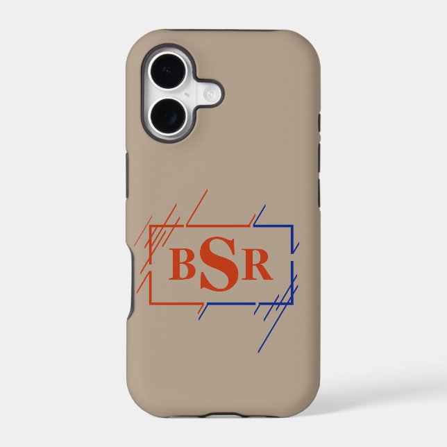 Change Initials, 3 Letter Monogram Brown Blue (Back)
