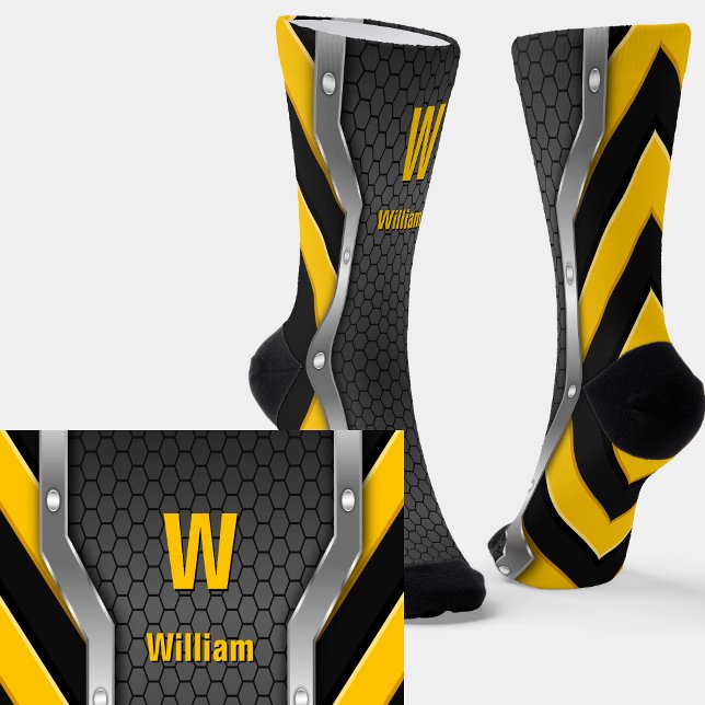 Change Initials, Add (delete) Name, Safety Yellow Socks (Creator Uploaded)