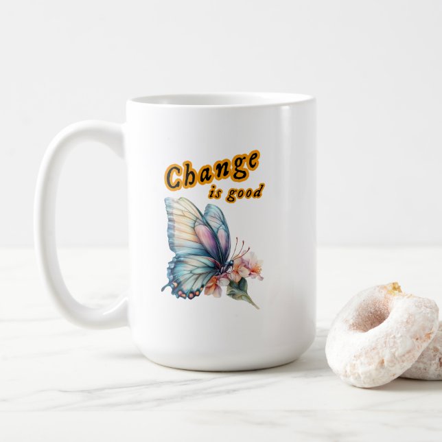 “Change is good”, chasing dreams, inspirational de Coffee Mug (With Donut)