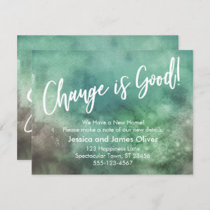 Change is Good! Green Watercolor Announcement