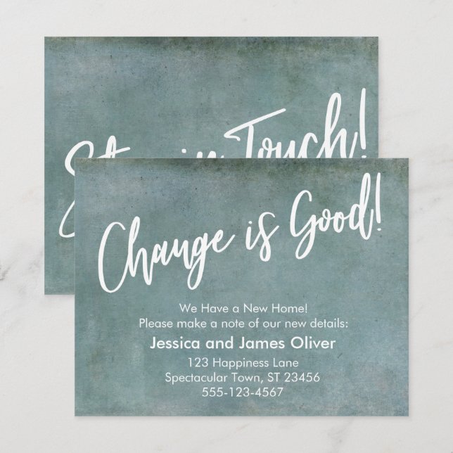 Change is Good! Grunge Blue Moving Announcement (Front/Back)