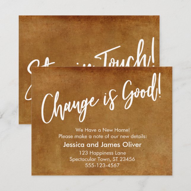 Change is Good! Grunge Orange Moving Announcement (Front/Back)