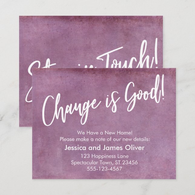 Change is Good! Grunge Pink Moving Announcement (Front/Back)