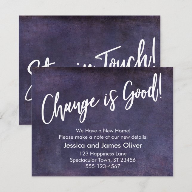 Change is Good! Grunge Purple Moving Announcement (Front/Back)