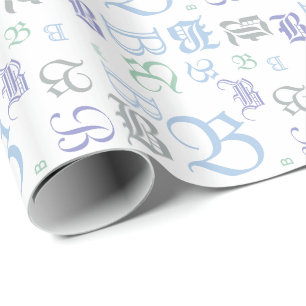 CHANGE MONOGRAM BlackLetter Style All Occasion Wrapping Paper