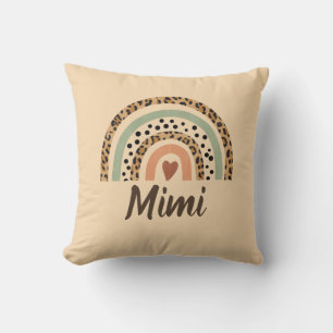 Change Name Leopard Spots Print Brown Rainbow Throw Pillow