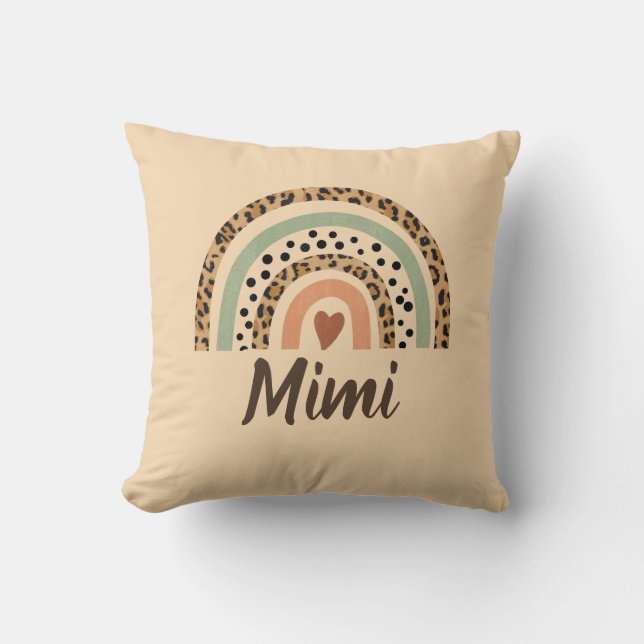Change Name Leopard Spots Print Brown Rainbow      Throw Pillow (Front)
