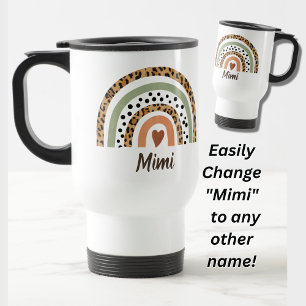 Change Name Leopard Spots Print Rainbow Travel Mug