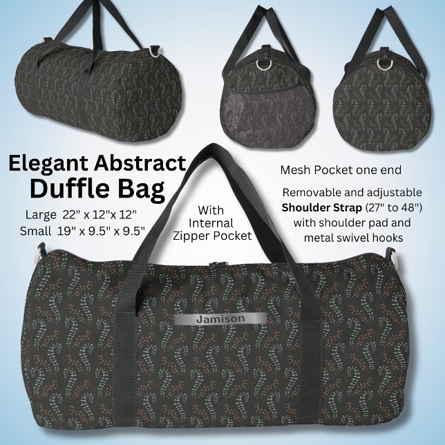 Change Name, Modern Brown Olive Grey Ferns  Duffle Bag (Creator Uploaded)