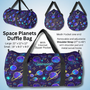 Change Name, Neon Look Planets Stars Galaxy Duffle Bag