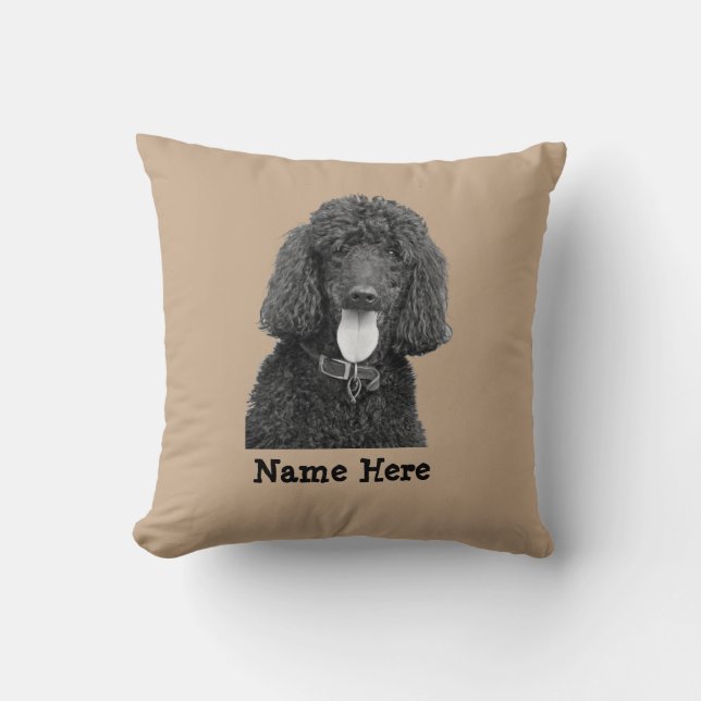 Change Name Own Photo Text - Poodle Dog Throw Pillow (Front)