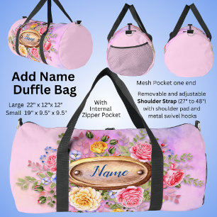 Change Name, Pink Floral Duffle Bag