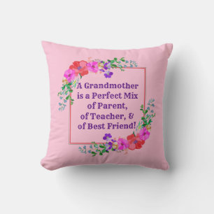 Change Name & Text Grandmother Perfect Mix Pink Th Throw Pillow