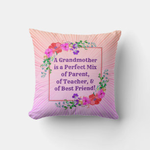 Change Name & Text Grandmother Perfect Mix Pink Throw Pillow