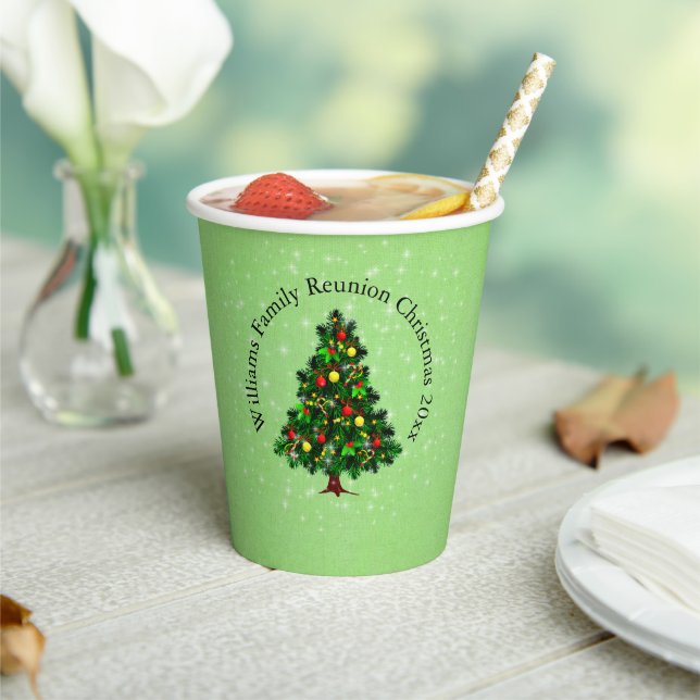 Change Name Text Matching Christmas Tree 20xx Paper Cups (Insitu)
