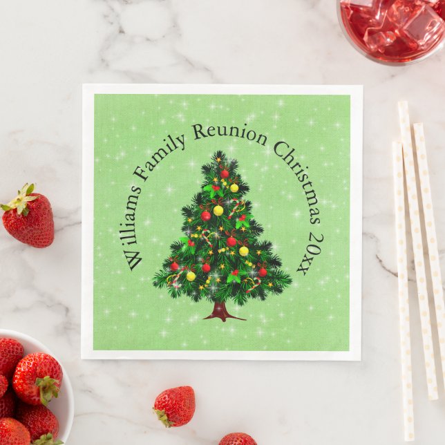 Change Name Text Matching Christmas Tree Napkin (Insitu)