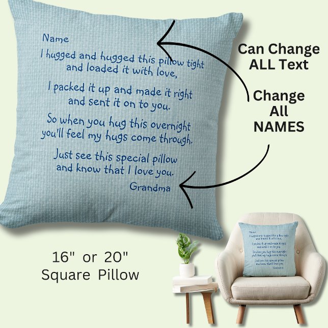 Change Names AND any Text - I hugged this pillow (Creator Uploaded)
